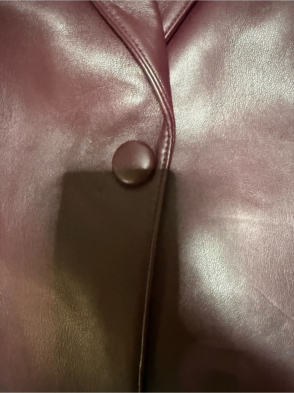 Good American Women Faux Leather Blazer Jacket - Burgundy - Picture 5 of 6